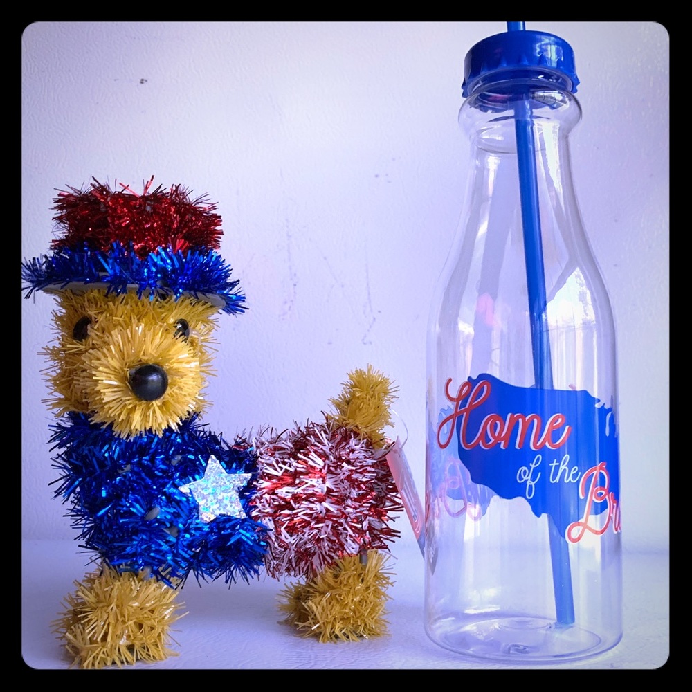 Patriotic decor and bottle